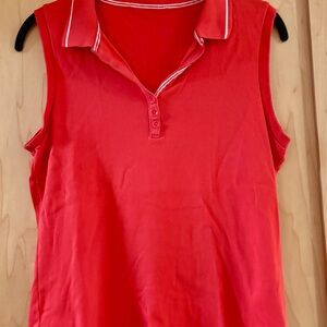 Coral Sleeveless Polo Top